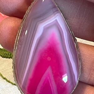 Pink Agate/Sterling Pendant